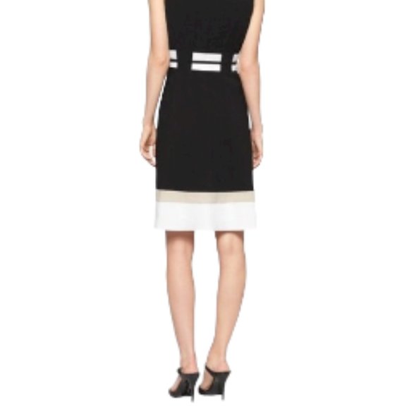 Calvin Klein black, white & taupe midi Fit & Flare dress - size 2 - Picture 2 of 10